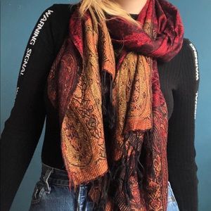 Red and orange printed scarf